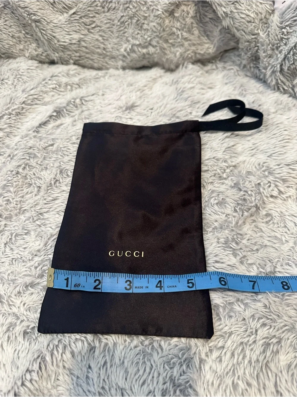 Gucci Black Drawstring Pouch with Gold Logo
